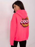 Fluo różowa ocieplana bluza z kapturem