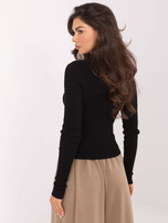 Czarny prążkowany sweter z golfem STITCH & SOUL 