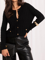 Black elegant sweater with braids.