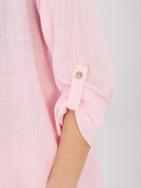 Jasnoróżowa letnia bluzka z długim rękawem