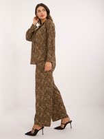 Hurt Ciemnobeżowo-czarny panterkowy komplet z koszulą