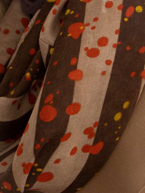 Hurtownia Beżowa damska chusta komin z printami