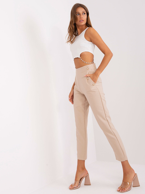 Hurt Jasnobeżowe garniturowe spodnie z guzikami OCH BELLA