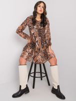 Czarno-brązowa sukienka z printem Loxley RUE PARIS