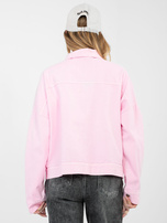 Jasnoróżowa jeansowa kurtka z kieszeniami RUE PARIS 