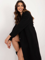 Hurt Czarny długi płaszcz z kieszeniami OCH BELLA
