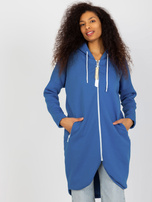 Hurt Dark Blue Long Basic Hoodie with Pockets Stunning