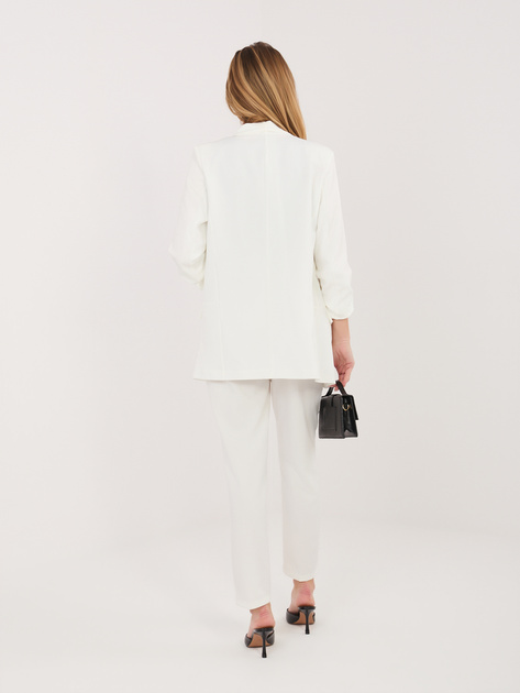 Ecru elegancki komplet z paskiem RUE PARIS