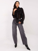 Czarna rozpinana koszula z wiązaniem