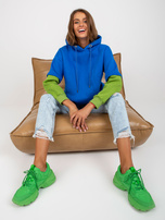 Hurtownia Ciemnoniebieska damska bluza basic z kapturem RUE PARIS 