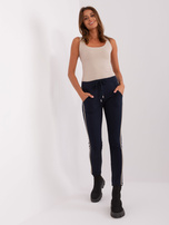 Hurt Granatowe damskie spodnie dresowe z wiązaniem