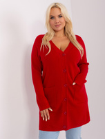 Hurt Czerwony sweter plus size z kieszeniami