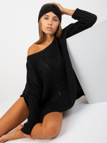 Hurt Czarny sweter oversize z rozcięciami po bokach OCH BELLA 