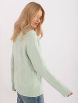 Hurtownia online Pistacjowy damski sweter golf we wzory