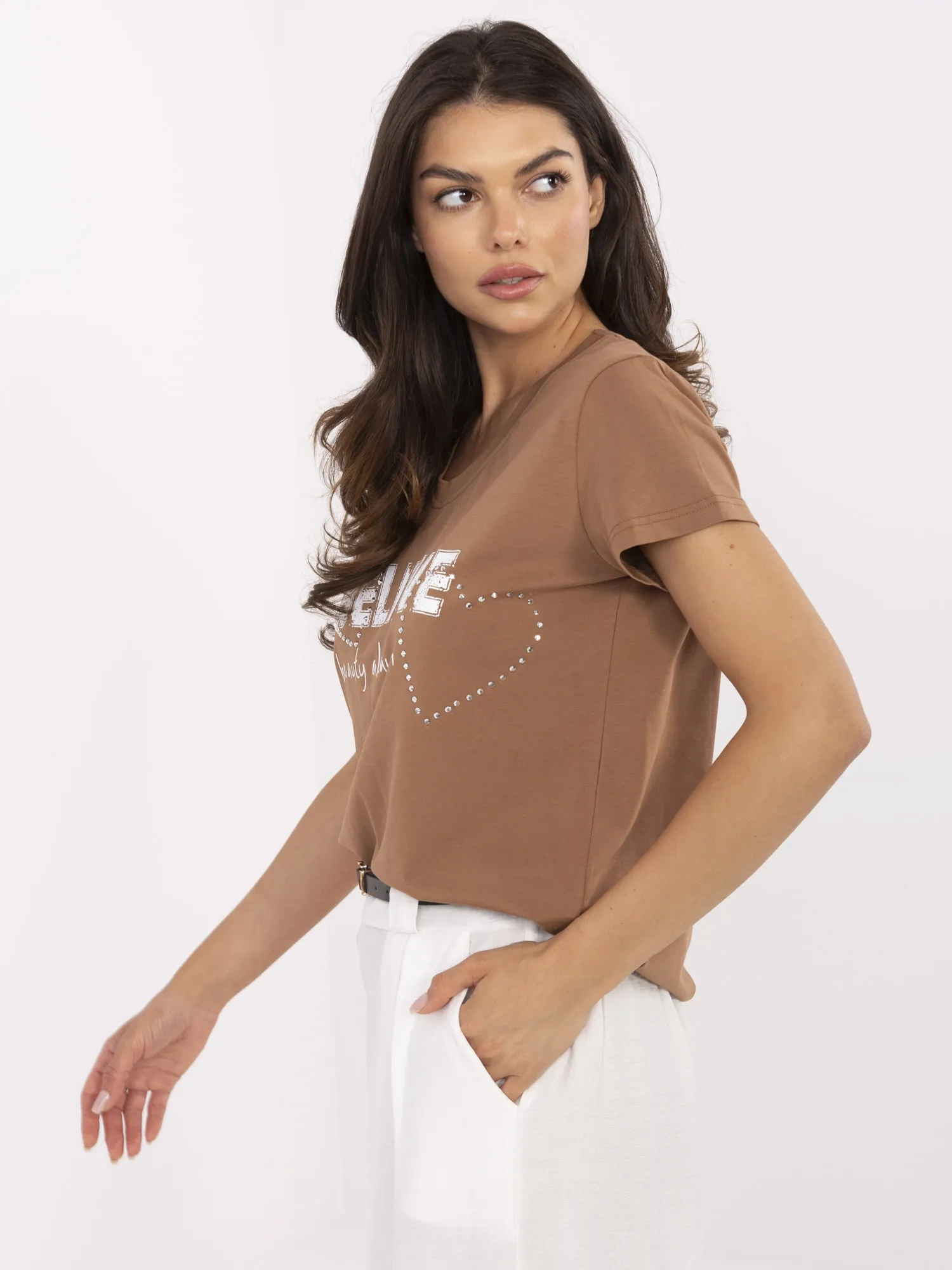 T-shirt jasny brązowy