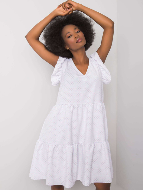 Biała sukienka w groszki Aubriella RUE PARIS
