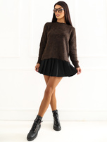 Brown fluffy cardigan with rhinestones.