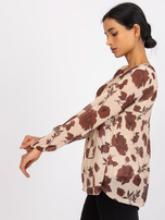 Beżowo-brązowa bluzka w kwiaty Liana