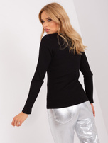 Hurt Czarna dopasowana bluzka basic z bawełny w prążek