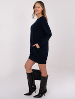Granatowa dresowa sukienka z kieszeniami BASIC FEEL GOOD 