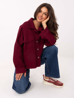 Bordowa jeansowa kurtka z kołnierzykiem RUE PARIS