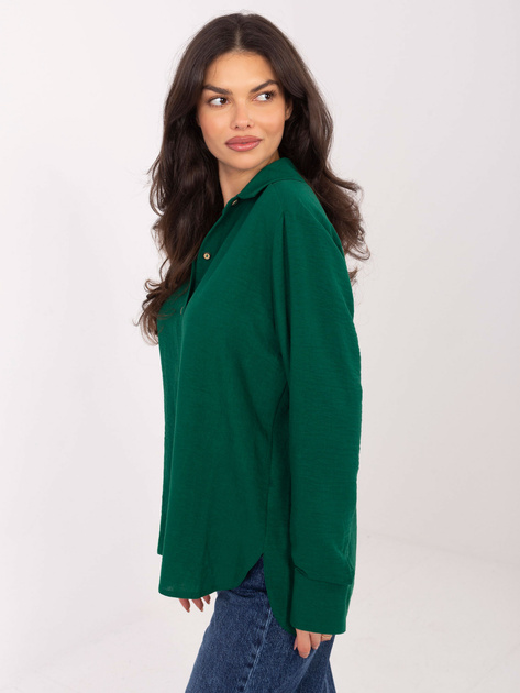 Ciemnozielona rozpinana koszula z bawełny