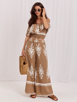 Dunkelbeige Sommeranzug mit Hose.