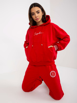 Hurtownia Czerwony komplet dresowy z bluzą z kapturem