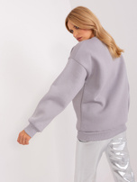 Hurt Szaro-biała ocieplana bluza oversize bez kaptura