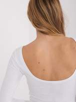 Ecru damska bluzka basic z dekoltem w łódkę 