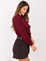 Czekoladowe wizytowe szorty z aplikacjami RUE PARIS