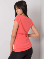 Koralowy t-shirt z aplikacją Skull