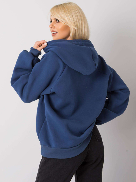 Ciemnoniebieska ocieplana bluza oversize z kapturem Alice