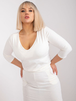 Ecru bombažna obleka plus size Zoey.