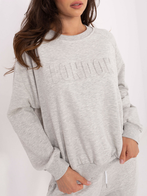 Hurtownia Jasnoszary melanżowy komplet dresowy z naszywką