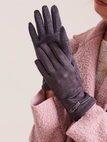 Ciemnoszare eleganckie damskie rękawiczki
