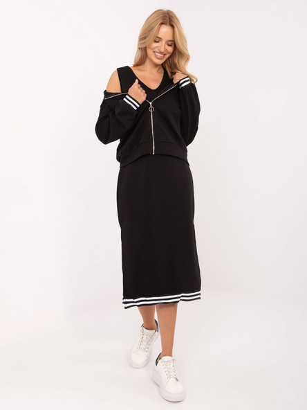 Czarny dwuczęściowy komplet z sukienką RUE PARIS