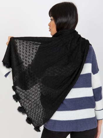 Online wholesaler Black women's shawl with lace pattern.