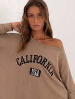 Hurt Ciemnobeżowy komplet dresowy z bluzą bez kaptura