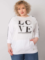 Weiße Bluse in Übergröße mit Tasche Meg.