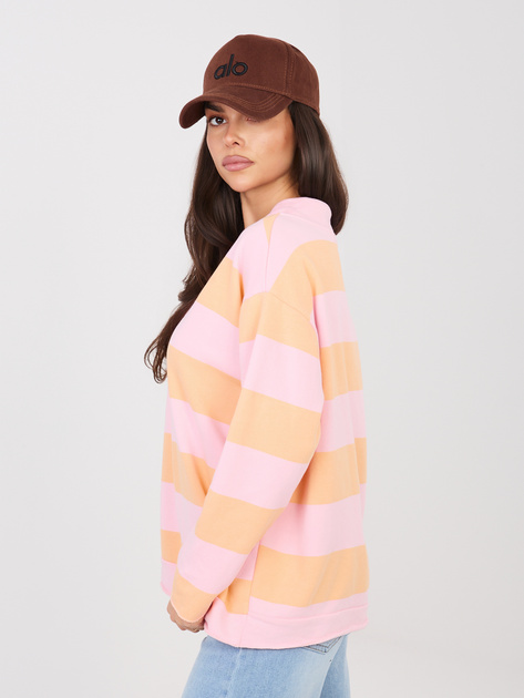 Różowo-pomarańczowa kolorowa bluza oversize w paski