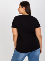 Czarny t-shirt plus size ze złotym nadrukiem
