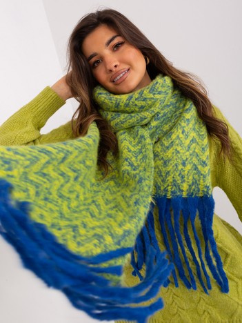 Hurt Dark blue-yellow women's patterned scarf.