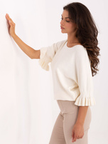 Ecru damski sweter z rękawem 3/4