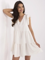 Ecru letnia sukienka z falbaną RUE PARIS