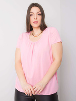 Světle růžová bavlněná blůza plus size Celeste.
