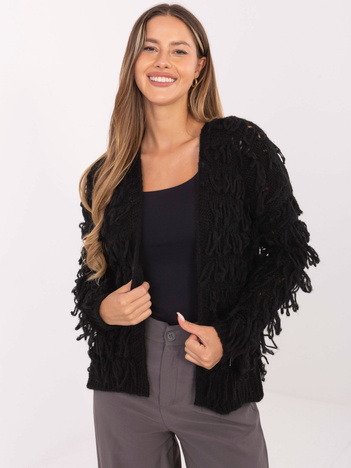 Czarny damski kardigan z wełną RUE PARIS