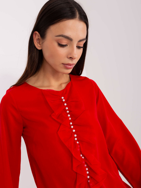 Hurt Czerwona bluzka wizytowa z okrągłym dekoltem