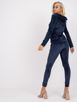 Granatowy komplet welurowy z kapturem Ilaria 