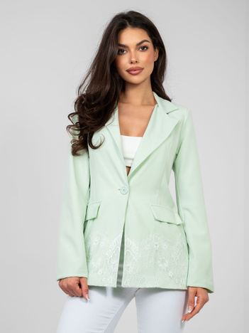 Miętowa elegancka marynarka z podszewką